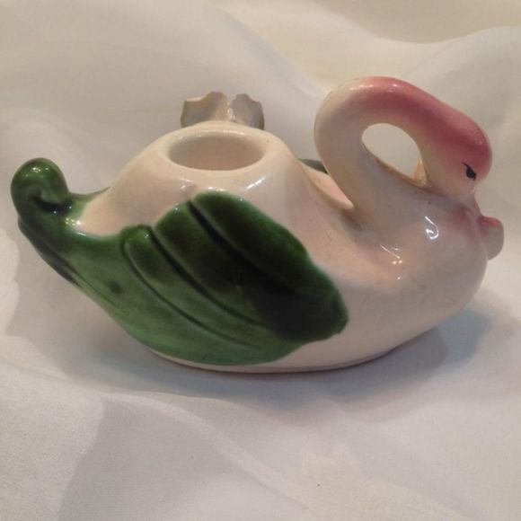 Vintage Ceramic Swan Trinket Or Candle Holder - Picture 5 of 5